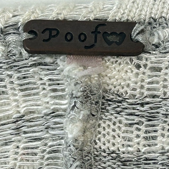 Poof Women's M Gray Striped Hooded Sweater with Fringe Trim - Picture 5 of 8